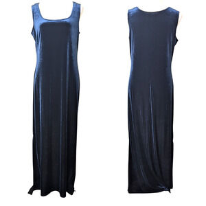 Vintage Whimsigoth Dark Navy Velvet Maxi Dress Women's Medium